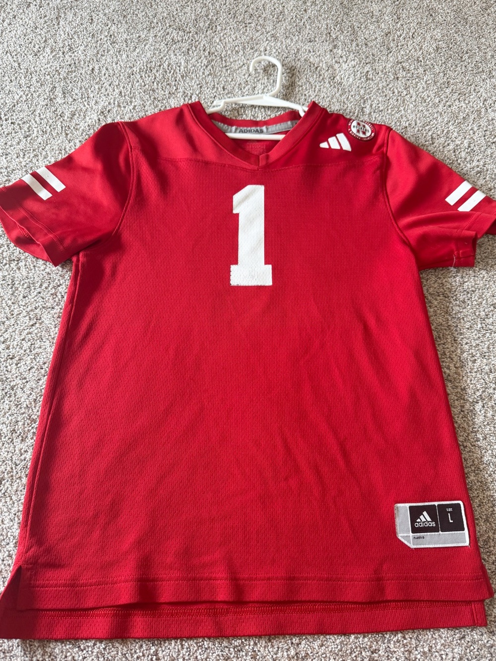 Adidas Youth Red #1 Nebraska Huskers Football Jersey